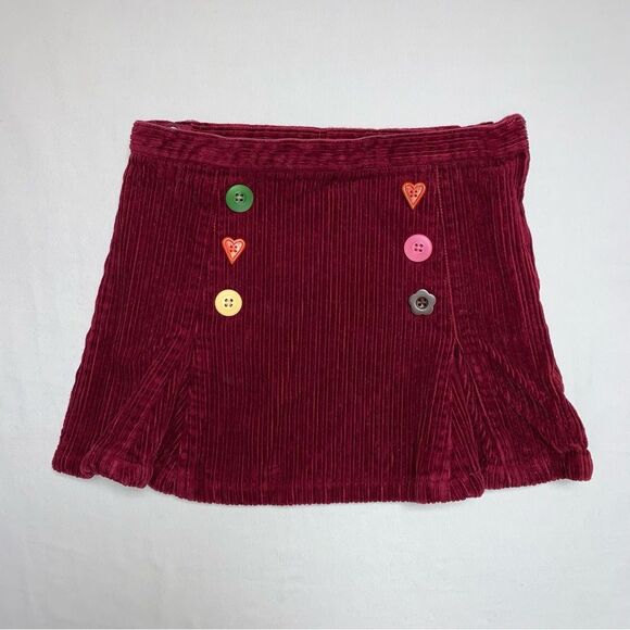 Gymboree Button Corduroy Skirt Girl’s 4 Burgundy Red Pleated Christmas Holiday - Picture 1 of 9
